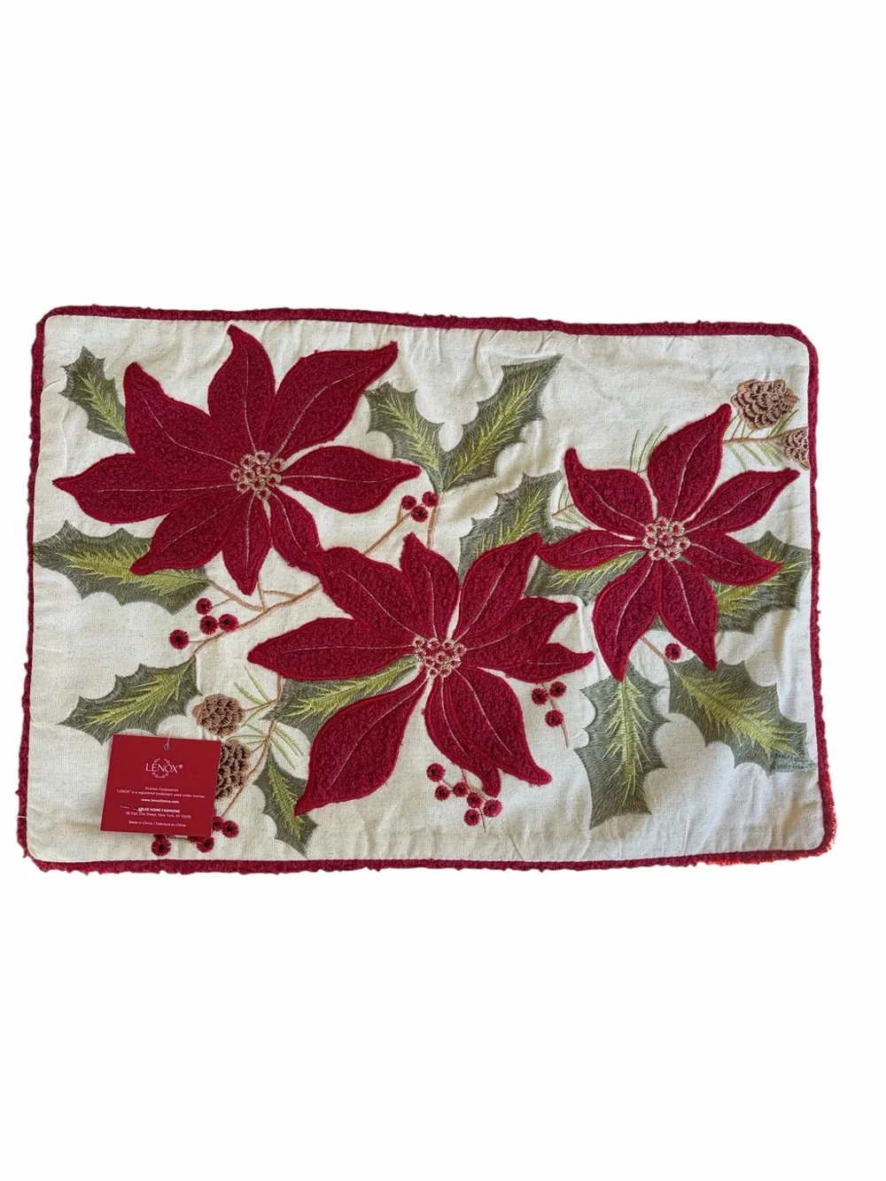 Lenox Vintage Pionsettia Pillow Covers Lot of 4 New With Tags Covers Only